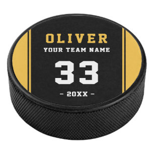 Modern Yellow Black Player Name Team Eishockey Puck