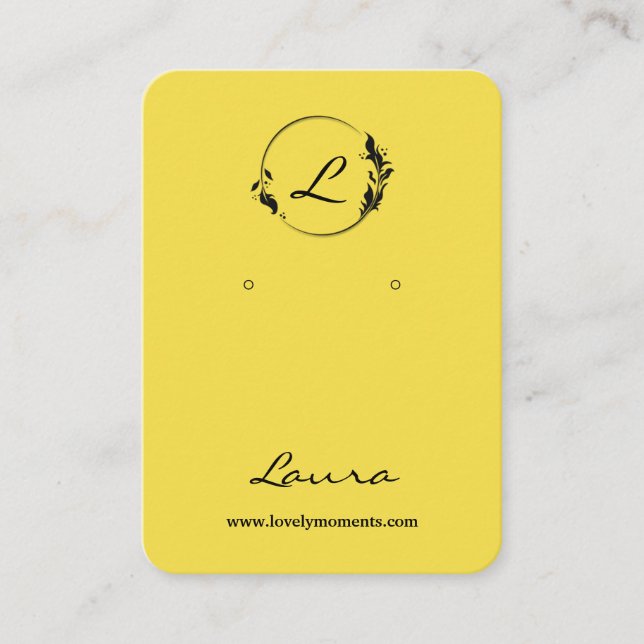 Modern Yellow Earring Display Card Visitenkarte (Vorderseite)