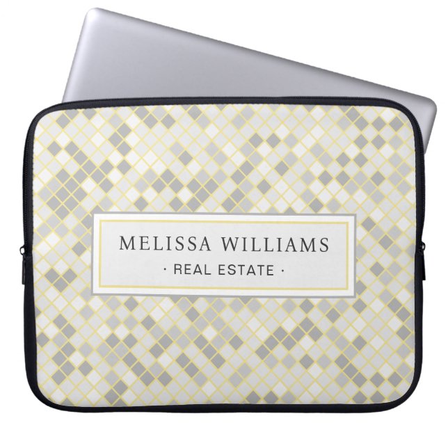 Modern Yellow & Gray Geometric Business Laptopschutzhülle (Vorderseite)