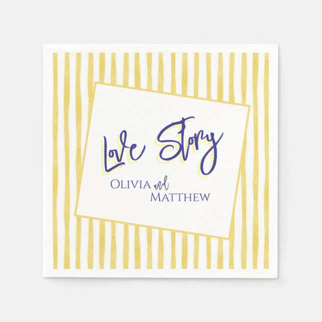 Modern Yellow Hand Written Pinstripe Italy Wedding Serviette (Vorderseite)