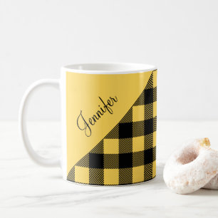 Modern Yellow Kariert Karo Pattername Kaffeetasse