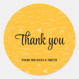 Modern Yellow Math Graduation Thank You Runder Aufkleber