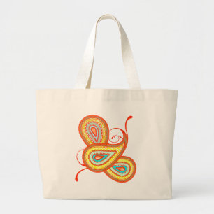Modern Yellow Orange Aqua Mint Paisley Geschenke Jumbo Stoffbeutel
