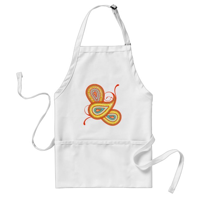 Modern Yellow Orange Aqua Mint Paisley Geschenke Schürze (Vorne)