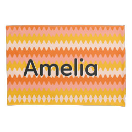 Modern Yellow, Orange & White Zig Zag Pattern Kissenbezug