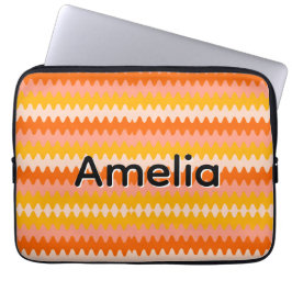 Modern Yellow, Orange & White Zig Zag Pattern Laptopschutzhülle