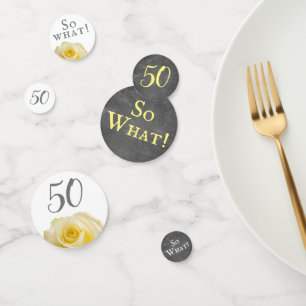 Modern Yellow Rose Chalkboard 50. Geburtstag Konfetti