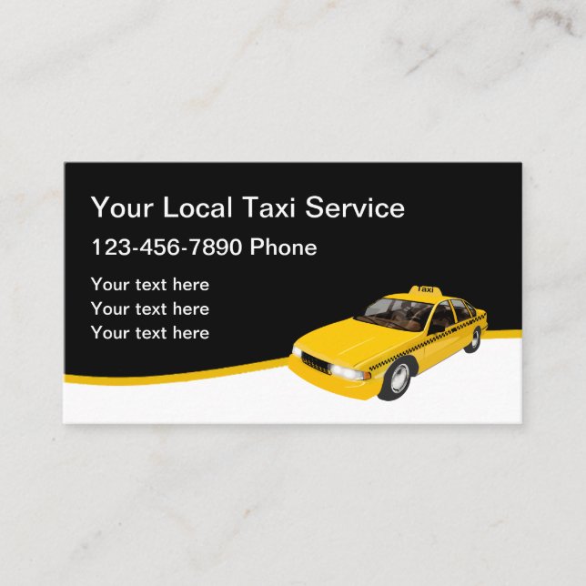 Modern Yellow Taxi Business Card Vorlage Visitenkarte (Vorderseite)