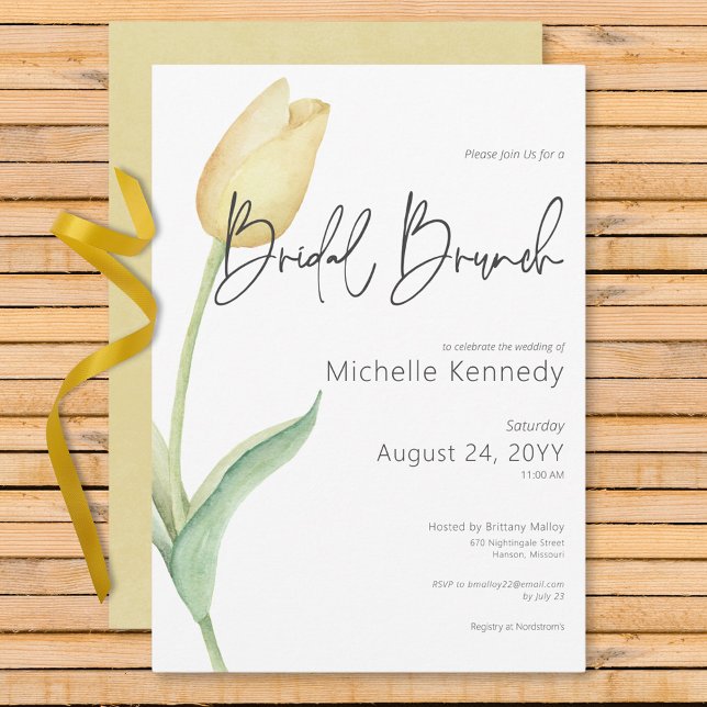 Modern Yellow Tulip Solo Bridal Brunch Einladung (Modern Yellow Tulip Solo Bridal Brunch Invitation)