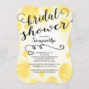 Modern Yellow Watercolor Bridal Dusche Einladung