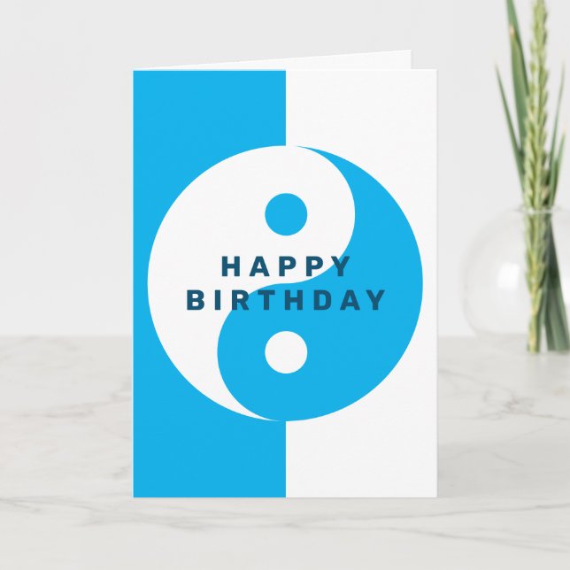 Modern YinYang Happy Birthday Grußkarte Karte (Vorderseite)