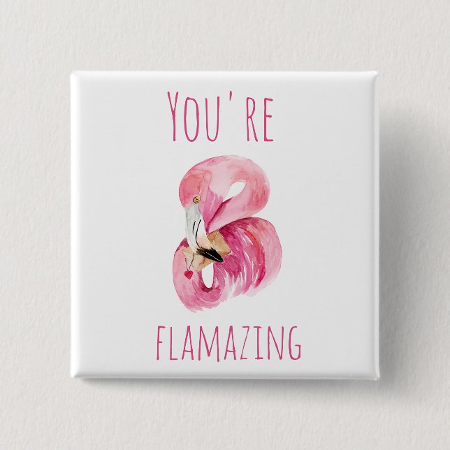 Modern You Are Flamazing Beauty Pink Flamingo Button (Vorderseite)