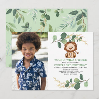 Modern Young Wild & Three Lion 3. Geburtstagskinde Einladung