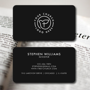 Modern Your Church Logo Ministerin Schwarz/Weiß Visitenkarte