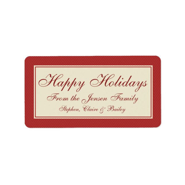 Modern Zickzack Weihnachtsgeschenk-Label oder -Tag Adressaufkleber (Vorne)