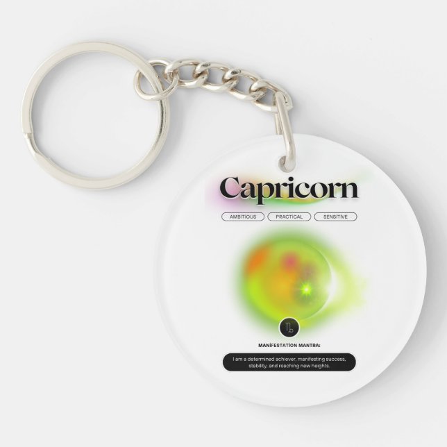 Modern Zodiac Sign Capricorn Zitat Erdelement Schlüsselanhänger (Vorderseite)