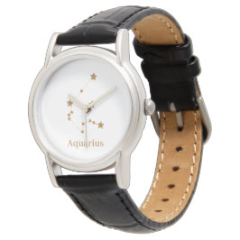 Modern Zodiac Sign Gold Aquarius | Element Air Armbanduhr