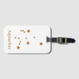 Modern Zodiac Sign Gold Aquarius | Element Air Gepäckanhänger