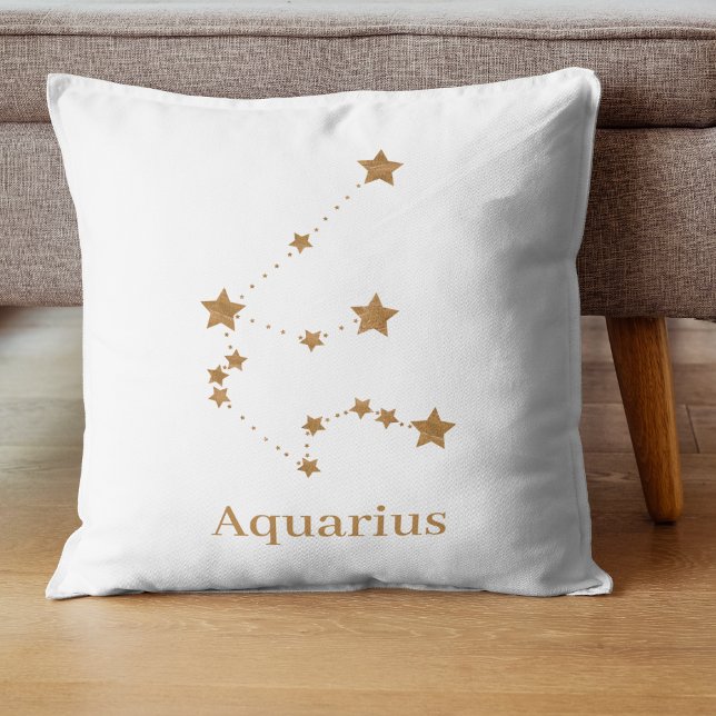 Modern Zodiac Sign Gold Aquarius | Element Air Kissen (Von Creator hochgeladen)