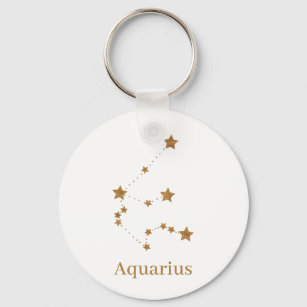 Modern Zodiac Sign Gold Aquarius   Element Air Schlüsselanhänger