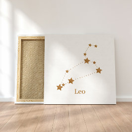 Modern Zodiac Sign Gold Leo | Elementfeuer Leinwanddruck