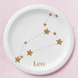 Modern Zodiac Sign Gold Leo | Elementfeuer Pappteller