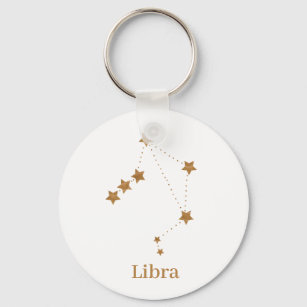 Modern Zodiac Sign Gold Libra   Element Air Schlüsselanhänger