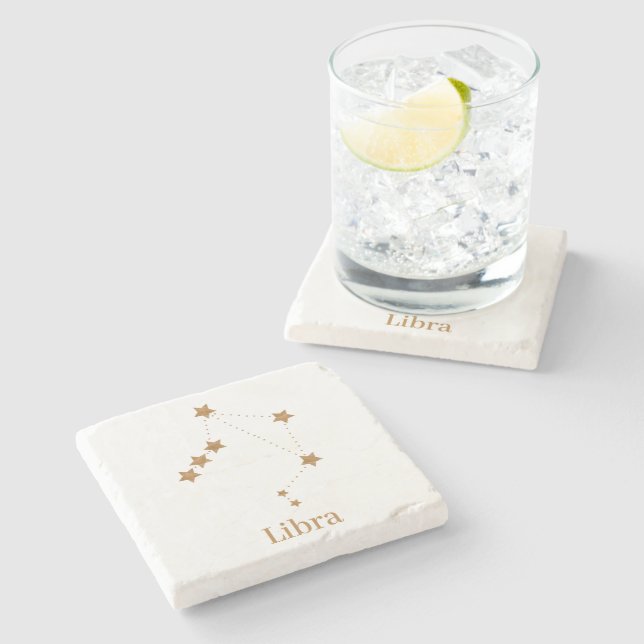 Modern Zodiac Sign Gold Libra | Element Air Steinuntersetzer (Seitenansicht)