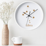 Modern Zodiac Sign Gold Libra| Elementluft Runde Wanduhr<br><div class="desc">Modern Zodiac Sign Gold Libra| Elementluft</div>
