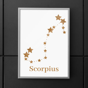 Modern Zodiac Sign Gold Scorpius   Element Wasser Poster