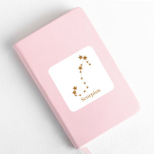 Modern Zodiac Sign Gold Scorpius   Element Wasser Quadratischer Aufkleber