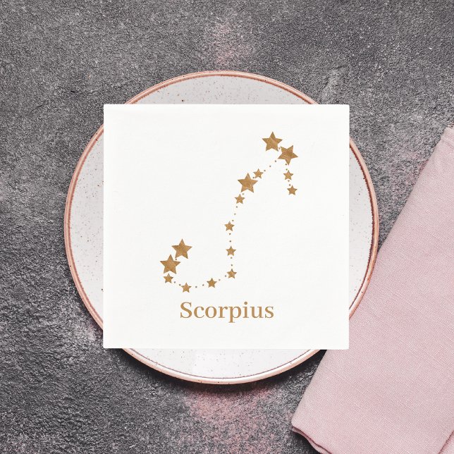 Modern Zodiac Sign Gold Scorpius | Element Wasser Serviette (Von Creator hochgeladen)