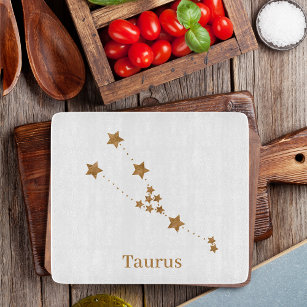 Modern Zodiac Sign Gold Taurus   Element Erde Schneidebrett