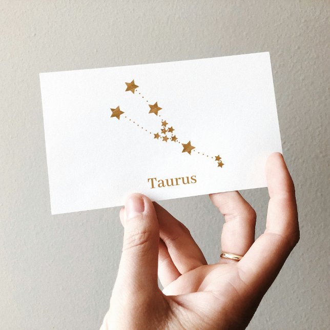 Modern Zodiac Sign Gold Taurus | Element Erde Visitenkarte (Von Creator hochgeladen)