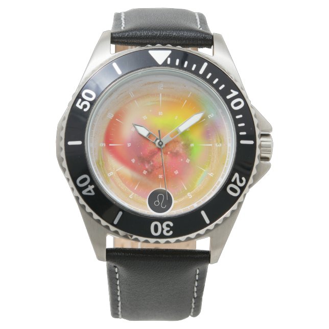 Modern Zodiac Sign Leo Zitat | Elementfeuer Armbanduhr (Vorderseite)
