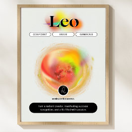 Modern Zodiac Sign Leo Zitat | Elementfeuer Poster
