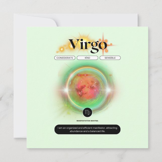 Modern Zodiac Sign Virgen Quote Earth Element Einladung (Vorderseite)