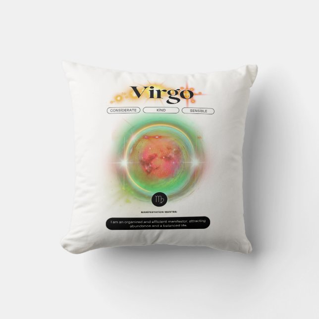 Modern Zodiac Sign Virgen Quote Earth Element Kissen (Vorderseite)