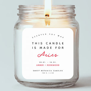 Modern zodiac signe Aries candle label Quadratischer Aufkleber