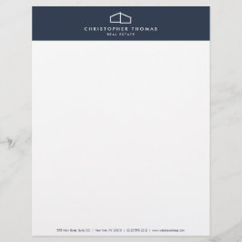 Modern Zuhause Logo Real Anwesen, Realtor Navy Blu Briefbogen