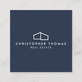 Modern Zuhause Logo Real Anwesen, Realtor Navy Blu Quadratische Visitenkarte