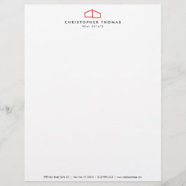 Modern Zuhause Logo Real Anwesen, Realtor Rot/Weiß Briefbogen