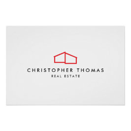 Modern Zuhause Logo Real Anwesen, Realtor Rot/Weiß Poster
