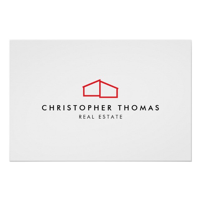 Modern Zuhause Logo Real Anwesen, Realtor Rot/Weiß Poster (Vorderseite)