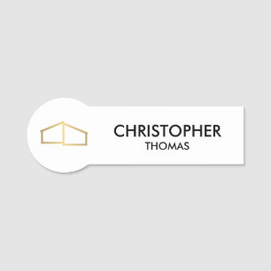 Modern Zuhause Logo Real Anwesen, Realtor Weiß/Gol Namensschild