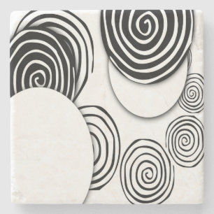 ModernBlackandwhiteCirclestripes Stone Untersetzer
