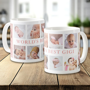 Moderne 10-Foto-Kollage Rosa Weltbeste Gigi Kaffeetasse