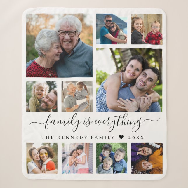 Moderne 10 Fotocollage-Familienname Sherpadecke (Vorderseite)