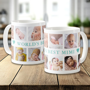 Moderne 12-Foto-Collage Türkis Weltbeste Mimi Kaffeetasse