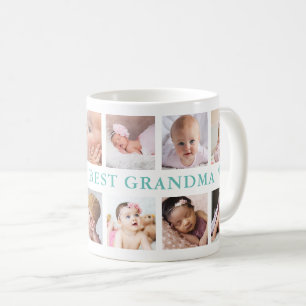 Moderne 12 FotoCollage Aquamarin bestes Oma der We Kaffeetasse